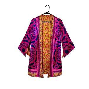 NWT CHICOS Chico’s Reversible Kimono Top Jacket Duster Silky Smooth Open Front S